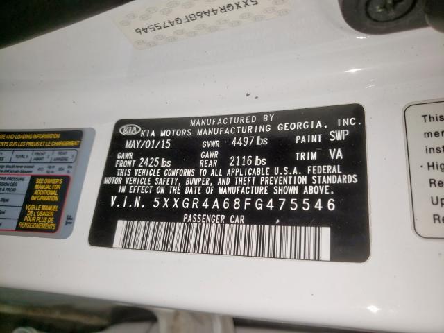 Photo 10 from auction – 2015 KIA OPTIMA SX with VIN 5XXGR4A68FG475546