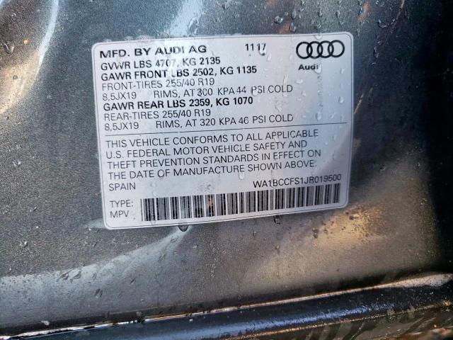 Photo 10 from auction – 2018 AUDI Q3 PREMIUM with VIN WA1BCCFS1JR019500