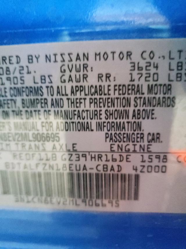 Photo 10 from auction – 2021 NISSAN VERSA SV with VIN 3N1CN8EV2ML906695
