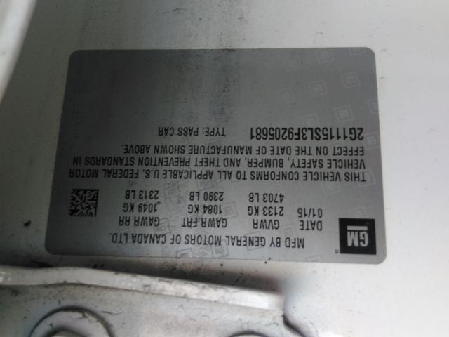 Photo 10 from auction – 2015 CHEVROLET IMPALA LT with VIN 2G1115SL3F9205681