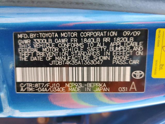 Photo 10 from auction – 2010 TOYOTA YARIS with VIN JTDBT4K35A1363047