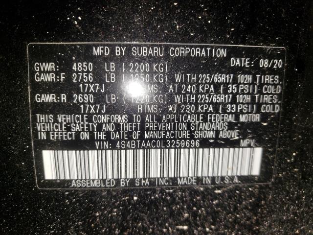 Photo 10 from auction – 2020 SUBARU OUTBACK with VIN 4S4BTAAC0L3259696