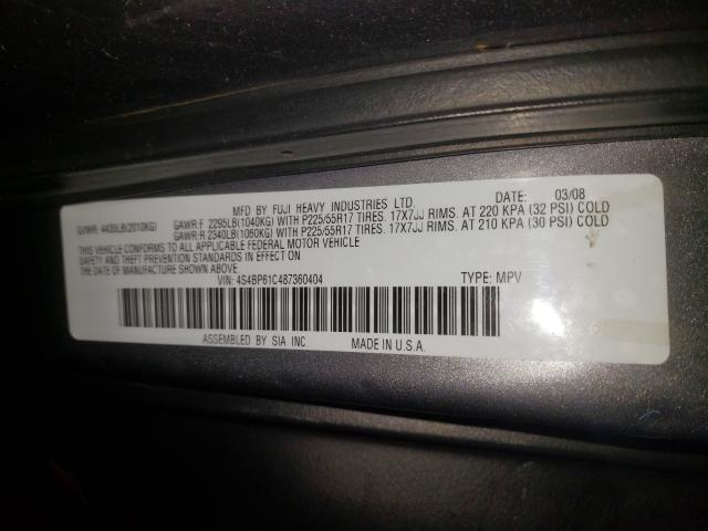 Photo 10 from auction – 2008 SUBARU OUTBACK 2. with VIN 4S4BP61C487360404