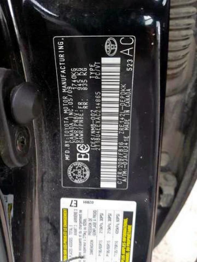 Photo 9 from auction – 2010 TOYOTA COROLLA BA with VIN 2T1BU4EEXAC214865