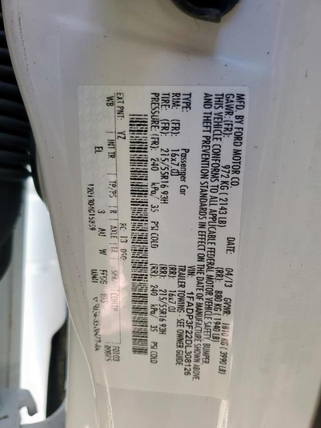 Photo 10 from auction – 2013 FORD FOCUS SE with VIN 1FADP3F22DL308126
