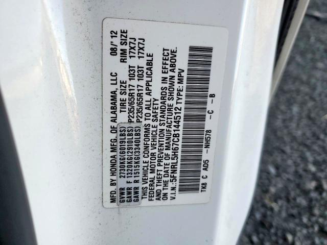 Photo 10 from auction – 2012 HONDA ODYSSEY EX with VIN 5FNRL5H67CB144512