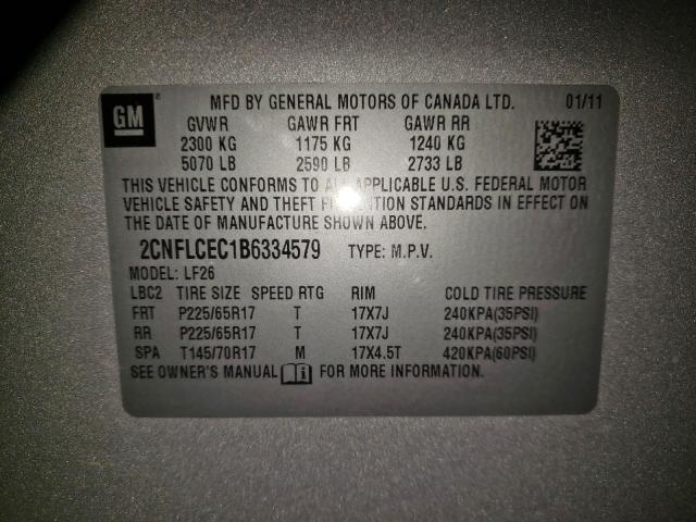Photo 10 from auction – 2011 CHEVROLET EQUINOX LS with VIN 2CNFLCEC1B6334579
