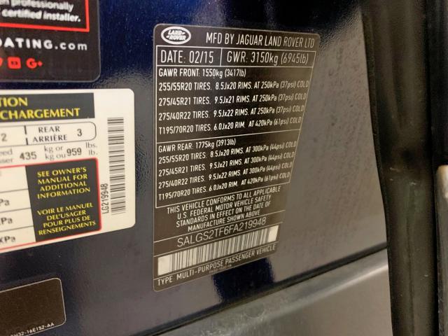 Photo 10 from auction – 2015 LAND ROVER RANGE ROVE with VIN SALGS2TF6FA219948