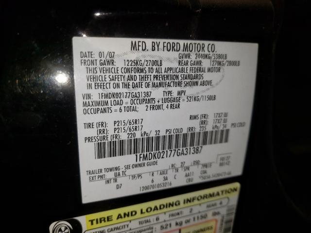 Photo 10 from auction – 2007 FORD FREESTYLE with VIN 1FMDK02177GA31387