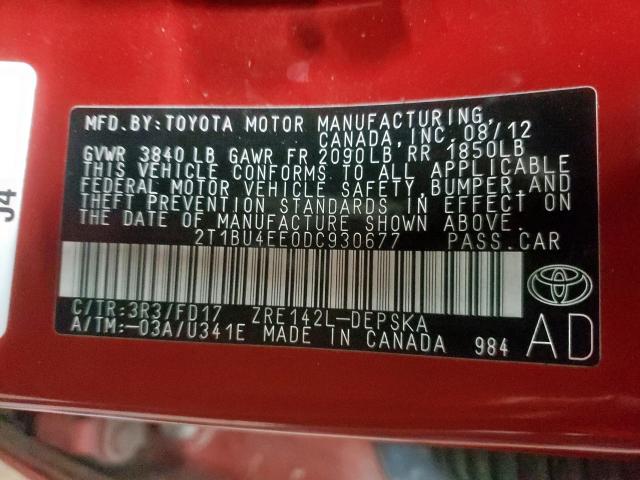 Photo 10 from auction – 2013 TOYOTA MATRIX-4 C with VIN 2T1BU4EE0DC930677