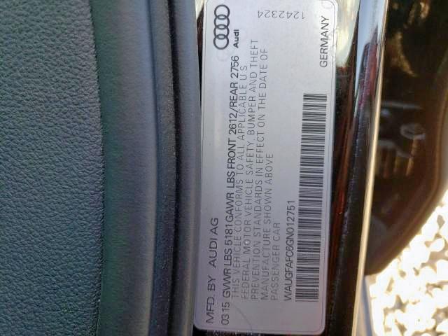 Photo 10 from auction – 2016 AUDI A6 PREMIUM with VIN WAUGFAFC6GN012751