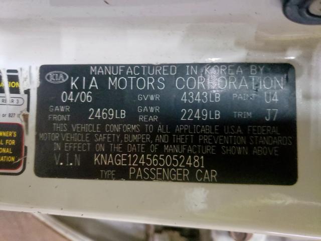 Photo 10 from auction – 2006 KIA OPTIMA LX with VIN KNAGE124565052481