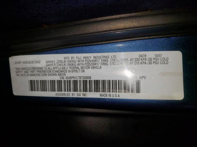 Photo 10 from auction – 2008 SUBARU OUTBACK 2. with VIN 4S4BP61C787335609