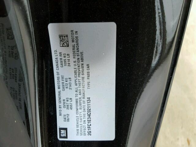 Photo 10 from auction – 2012 CHEVROLET CAMARO LT with VIN 2G1FC1E34C9211134