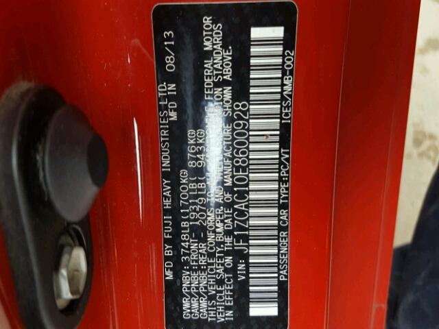 Photo 10 from auction – 2014 SUBARU BRZ 2.0 LI with VIN JF1ZCAC10E8600928