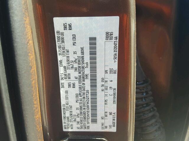 Photo 10 from auction – 2015 FORD F150 SUPER with VIN 1FTEW1EG5FKD27720