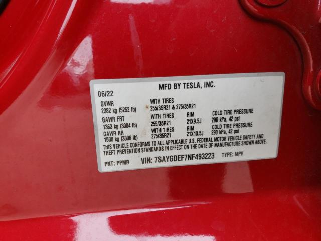 Zdjęcie 14 z aukcji – 2022 TESLA MODEL Y z VIN 7SAYGDEF7NF493223
