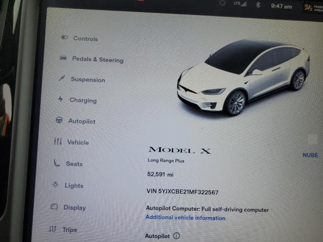 Photo 9 from auction – 2021 TESLA MODEL X with VIN 5YJXCBE21MF322567