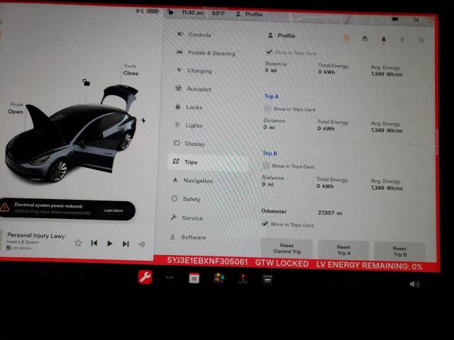 Photo 9 from auction – 2022 TESLA MODEL 3 with VIN 5YJ3E1EBXNF305061