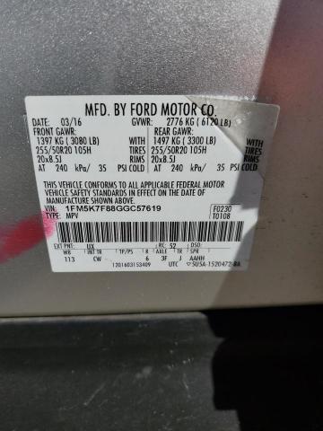 Foto 14 de la subasta – 2016 FORD EXPLORER L con VIN 1FM5K7F88GGC57619
