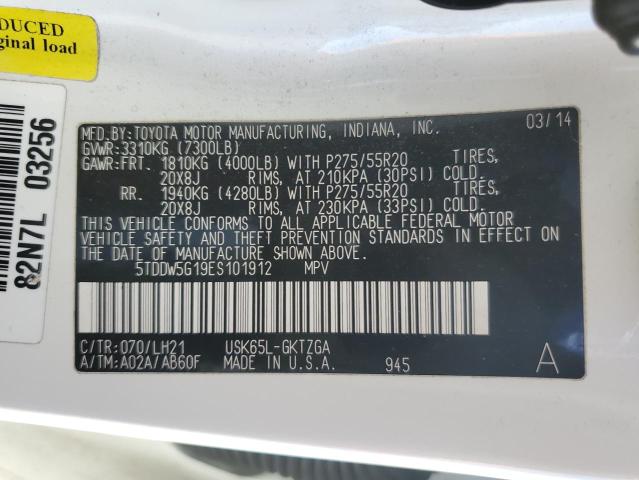 Photo 14 from auction – 2014 TOYOTA SEQUOIA PL with VIN 5TDDW5G19ES101912