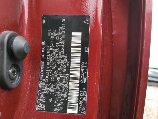 Photo 14 from auction – 2008 TOYOTA SIENNA LE with VIN 5TDBK23C98S012791