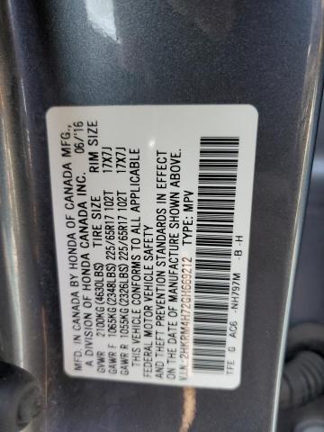 Photo 14 from auction – 2016 HONDA CR-V EXL with VIN 2HKRM4H72GH669212