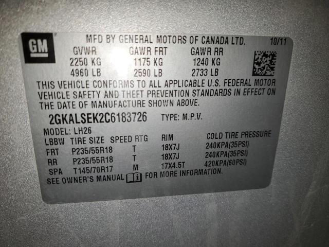 Photo 14 from auction – 2012 GMC TERRAIN SL with VIN 2GKALSEK2C6183726