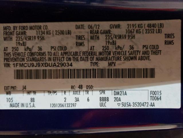 Photo 14 from auction – 2013 FORD ESCAPE TIT with VIN 1FMCU9J9XDUA29034