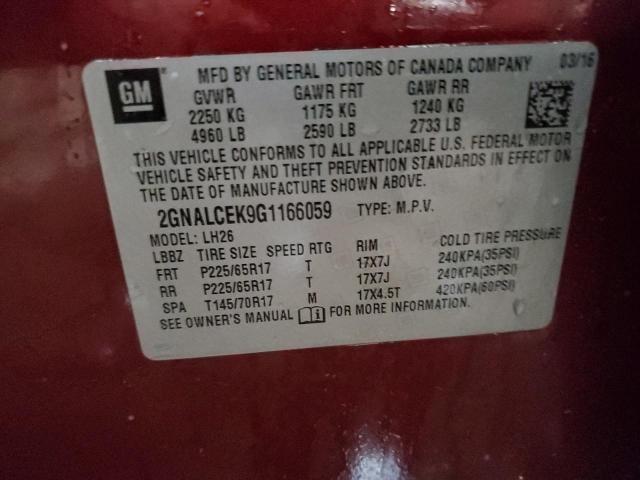 Photo 14 from auction – 2016 CHEVROLET EQUINOX LT with VIN 2GNALCEK9G1166059