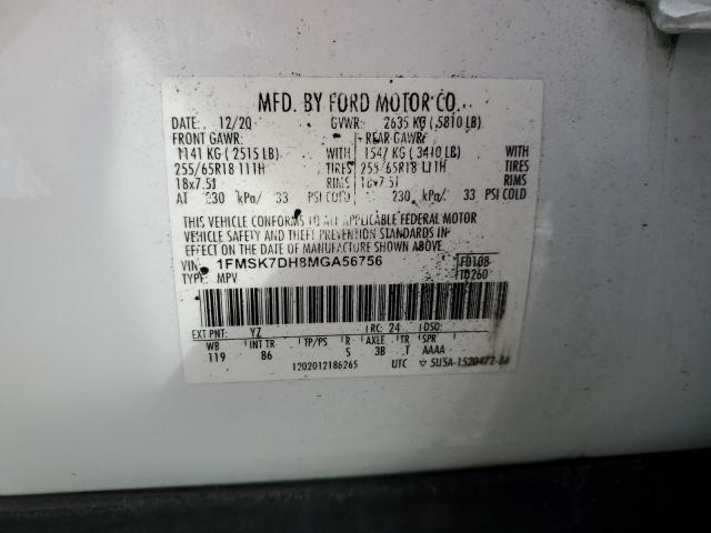 Photo 14 from auction – 2021 FORD EXPLORER X with VIN 1FMSK7DH8MGA56756