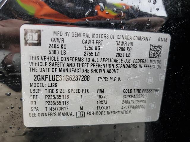 Photo 14 from auction – 2016 GMC TERRAIN SL with VIN 2GKFLUE31G6237288