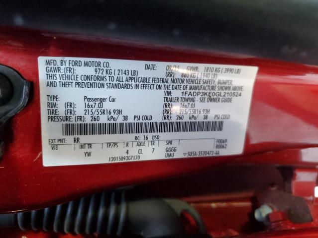 Photo 13 from auction – 2016 FORD FOCUS SE with VIN 1FADP3KE0GL210524