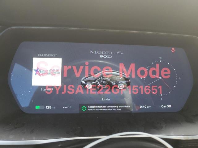 Photo 9 from auction – 2016 TESLA MODEL S with VIN 5YJSA1E22GF151651