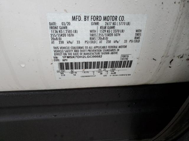 Photo 14 from auction – 2020 FORD EXPLORER X with VIN 1FMSK7DH2LGC06682