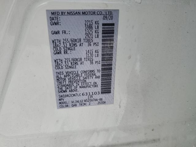 Photo 14 from auction – 2020 NISSAN PATHFINDER with VIN 5N1DR2CM7LC631103
