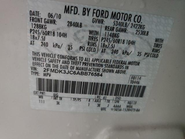 Photo 14 from auction – 2010 FORD EDGE SEL with VIN 2FMDK3JC6ABB76584
