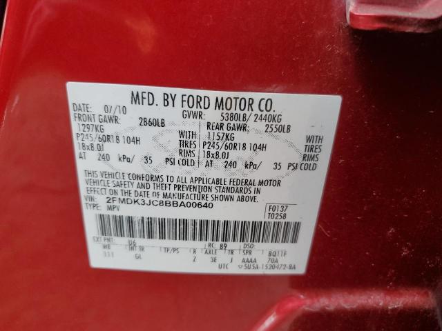 Photo 14 from auction – 2011 FORD EDGE SEL with VIN 2FMDK3JC8BBA00640