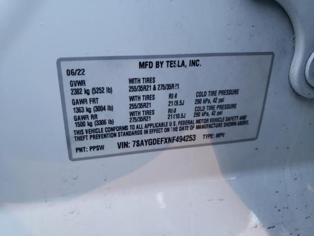 Photo 14 from auction – 2022 TESLA MODEL Y with VIN 7SAYGDEFXNF494253