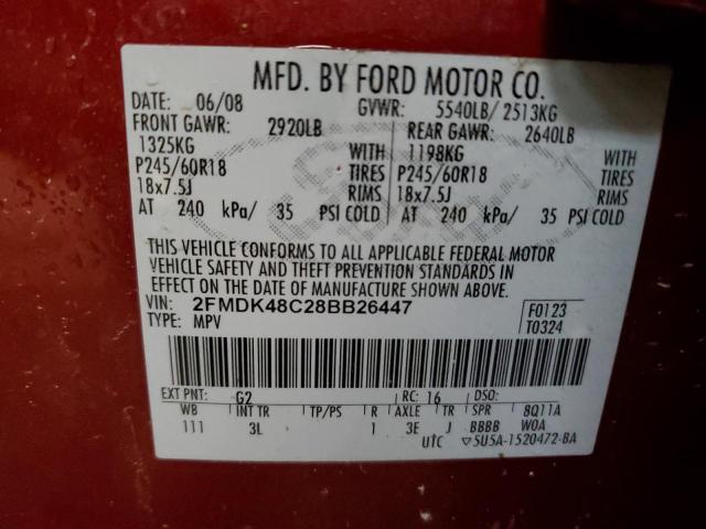 Photo 14 from auction – 2008 FORD EDGE SEL with VIN 2FMDK48C28BB26447