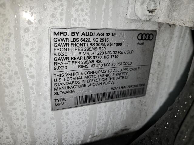 Photo 14 from auction – 2019 AUDI Q7 PREMIUM with VIN WA1LHAF70KD031836