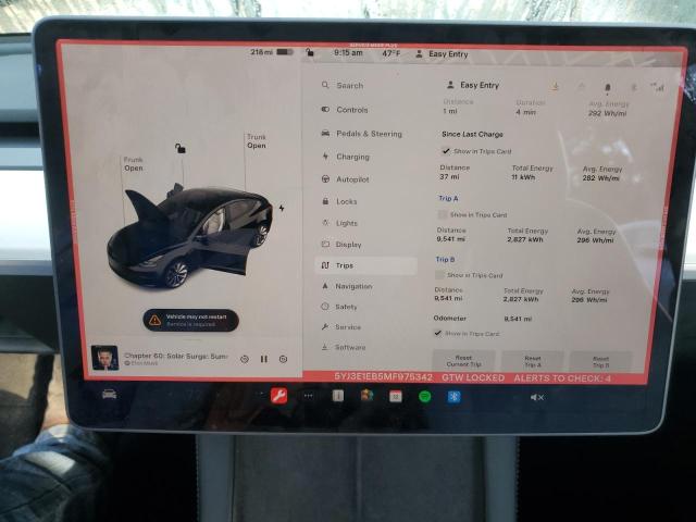 Photo 9 from auction – 2021 TESLA MODEL 3 with VIN 5YJ3E1EB5MF975342