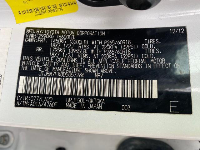 Photo 10 from auction – 2013 LEXUS GX 460 with VIN JTJBM7FX8D5057286