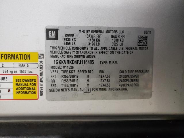 Photo 14 from auction – 2015 GMC ACADIA SLT with VIN 1GKKVRKD4FJ116405