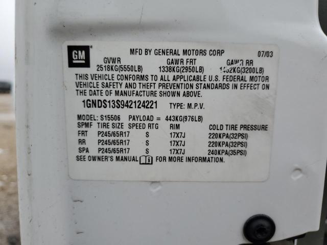 Photo 14 from auction – 2004 CHEVROLET TRAILBLAZE with VIN 1GNDS13S942124221