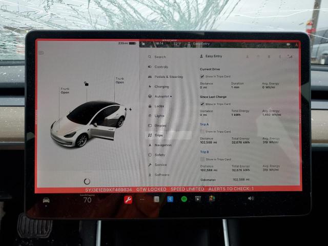 Photo 9 from auction – 2019 TESLA MODEL 3 with VIN 5YJ3E1EB9KF469834