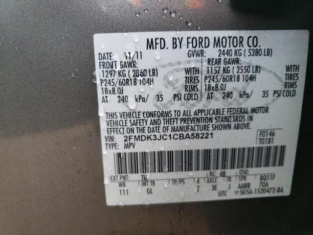 Photo 14 from auction – 2012 FORD EDGE SEL with VIN 2FMDK3JC1CBA58221