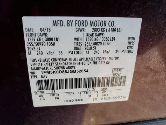 Photo 14 from auction – 2018 FORD EXPLORER X with VIN 1FM5K8D88JGB52854