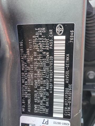 Photo 12 from auction – 2012 TOYOTA CAMRY with VIN 4T4BF1FK8CR176539