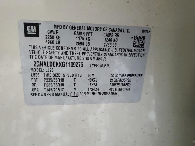 Photo 14 from auction – 2016 CHEVROLET EQUINOX LT with VIN 2GNALDEKXG1109276